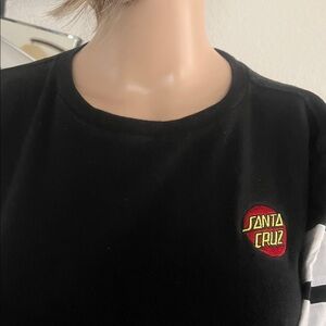 Santa Cruz Skateboards Black Sweatshirt with White and Red Logo Size S